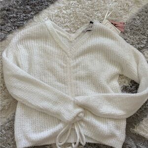 Sincerely Jules White V-Neck Cropped Sweater